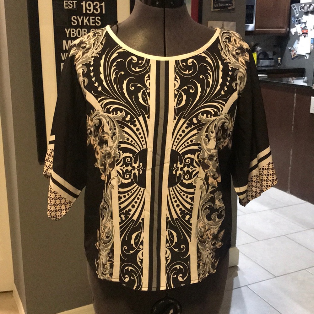Black and white blouse